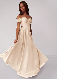 Barbie ♥ Azazie Bridesmaid Dresses White Alabaster A-Line Off the Shoulder Chiffon Convertible Dress image2