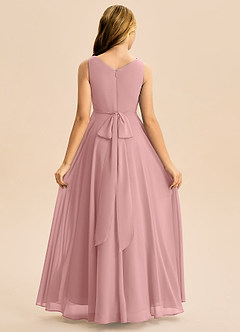 Azazie Mannie Junior Vestido de Rosa Polvorienta de Gasa de Corte en A con Plisado image2