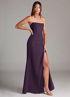 Azazie Leonis Bridesmaid Dresses Plum Sheath Strapless Chiffon Convertible Dress image8