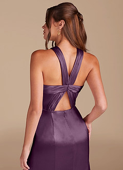 Azazie Rue Robes de demoiselle d'honneur Robe Fourreau en Satiné métallisé Plissée Prune image6