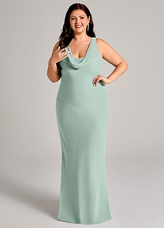 Azazie Rylina Bridesmaid Dresses Agave Mermaid Pleated Chiffon Dress image10