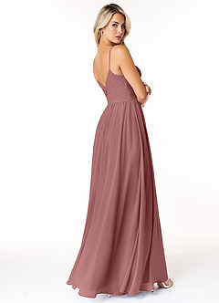 Azazie Lisbon Abiti da Damigella Abito A-Line in Chiffon Scollo a Cuore Rosa Del Deserto image2