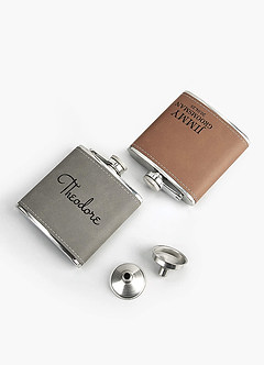 front Customizable Faux Leather Flask