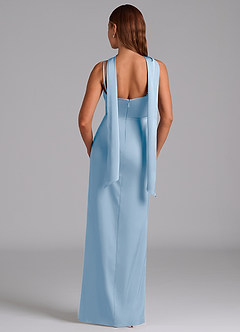 Azazie Calandra Brudtärnklänningar Klä av A-Linje i Stretch Satin Plisserad Puderblå image4