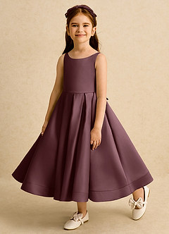 Azazie Babs Blumenmädchenkleider Ballkleid Plissee Matte Satin Kleid Sangria image8