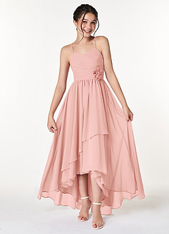 Azazie Catalina Junior Champagne A-Line Ruched Chiffon Dress image1