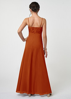 Azazie Sonya Junior Paprika A-Line Lace Chiffon Dress image2