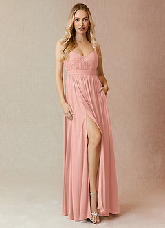 Azazie Reniya Bridesmaid Dresses Rosette A-Line Pleated Mesh Convertible Dress image4