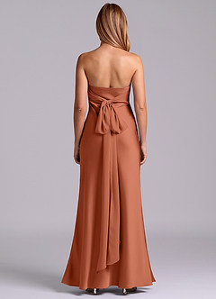Azazie Ailanie Bridesmaid Dresses Cedar Rose Sheath Strapless Stretch Satin Dress image7
