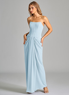 Azazie Anaïs Bridesmaid Dresses Sky Blue Sheath Strapless Chiffon Dress image5