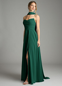 Azazie Ayla Abiti da Damigella Abito A-Line in Chiffon Scollo a Cuore Smeraldo image10