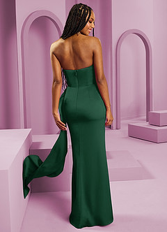 Barbie ♥ Azazie Robes de demoiselle d'honneur Robe Fourreau Convertible en Satin extensible Sans bretelle Vert Foncé image2