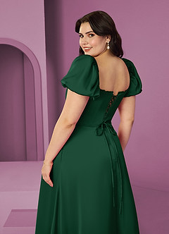 Barbie ♥ Azazie Bridesmaid Dresses Dark Green A-Line Ruched Stretch Satin Dress image8