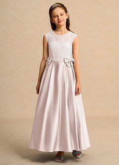 Azazie Candy Girl Flower Girl Dresses Rose Petal Ball-Gown Bow Matte Satin Dress image6