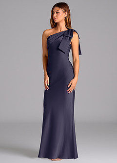 Azazie Yuanna Jurken voor bruidsmeisjes Jurk van Stretch Satijn met Zeemeermin One-Shoulder Stormachtig image4