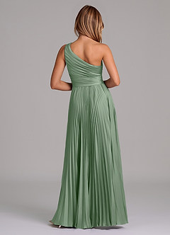 Azazie Lyrica 신부 들러리 드레스 A라인 한쪽 어깨 스트레치 새틴 비대칭 드레스 image8