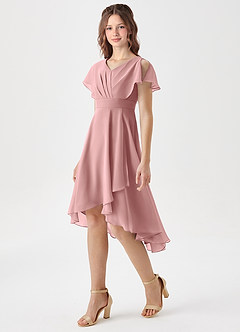 Azazie Graciela Junior Dusty Rose A-Line Pleated Chiffon Dress image1