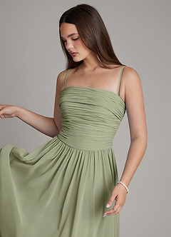 Azazie Andreina Bridesmaid Dresses Pistachio A-Line Pleated Chiffon Dress image2