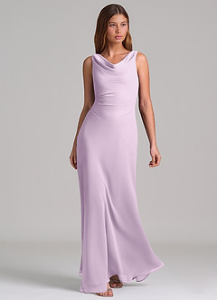 Azazie Nerine Brudtärnklänningar Klä av A-Linje i Chiffong Plisserad Frostad Lila image1