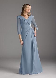 Azazie Jaycee vestidos de madre de la novia Vestido de Azul Polvoriento de Gasa de Corte En A image1