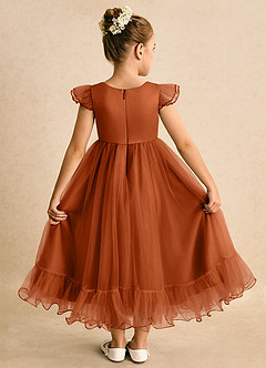 Azazie Phebs Flower Girl Dresses Burnt Orange A-Line Tulle Dress image2