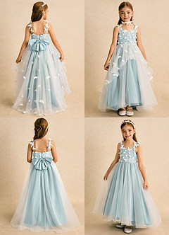 Azazie Darlina Blumenmädchenkleider Ballkleid Spitze Tüll Kleid Elfenbein Nebel image2