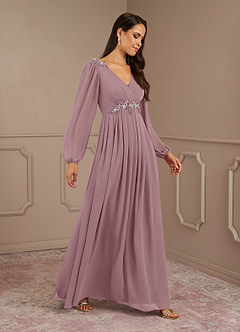 Azazie Gypsy Mother of the Bride Dresses A-Line V-Neck Sequins Chiffon Floor-Length Dress image3