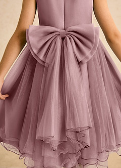 Azazie Lass Flower Girl Dresses Dusty Rose A-Line Bow Tulle Dress image6