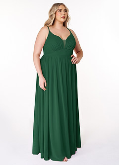 Azazie Rayna Brautjungfernkleider A-Linie V-Hals Gefaltet Chiffon Kleid Dunkelgrün image10