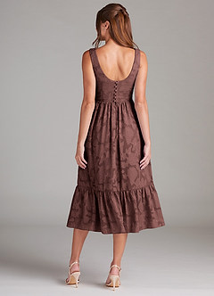 Azazie Alissa Jurken voor bruidsmeisjes Jurk van Bloemen Burn-out met A-Lijn met Zakken Espresso image8