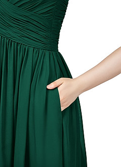Azazie Angie Bridesmaid Dresses Emerald A-Line Corset Chiffon Dress image11
