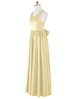 Azazie Hathaway Junior Vestido de Sorbete De Limón de Satén Elástico de Corte en A con Lazo image8