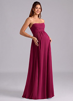 Azazie Saige Brautjungfernkleider für Schwangere A-Linie Plissee Chiffon Bodenlänge Kleid image8