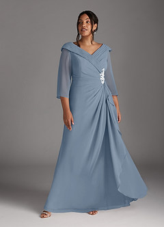 Azazie Jaycee vestidos de madre de la novia Vestido de Azul Polvoriento de Gasa de Corte En A image9