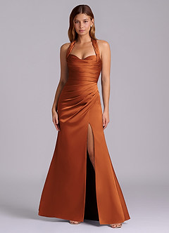 Azazie Destiny Suknie dla druhen Syrena Dekolt w kształcie serca Satyna elastyczna Do ziemi Sukienka image4