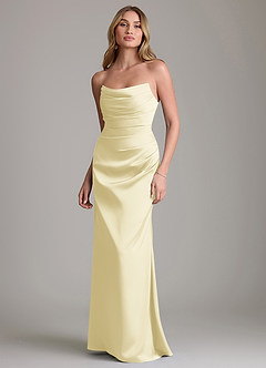 Azazie Lucille Bridesmaid Dresses Lemon Sorbet Mermaid Strapless Stretch Satin Convertible Dress image1
