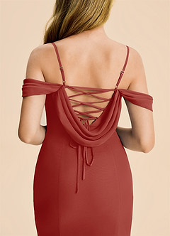 Azazie Nira Junior Terracotta Mermaid Ruched Chiffon Dress image7