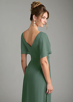 Azazie Ambrosia Bridesmaid Dresses Eucalyptus A-Line Pleated Chiffon Dress image7