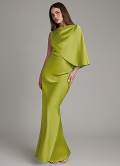 Azazie Darby Bridesmaid Dresses Lemongrass Mermaid Pleated Stretch Satin Dress image1