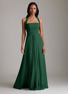 Azazie Clarisa Bridesmaid Dresses Dark Green A-Line Pleated Chiffon Dress image5