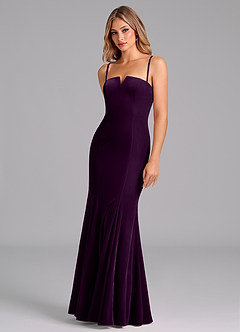 Azazie Yinnie Bridesmaid Dresses Grape Mermaid Strapless Velvet Convertible Dress image7