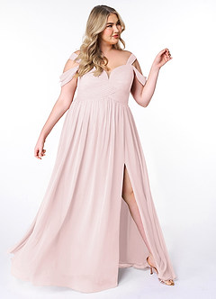 Azazie Lianne Jurken voor bruidsmeisjes Jurk van Chiffon met A-Lijn Off the Shoulder Blozend Roze image10