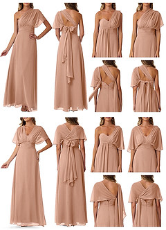 Azazie Fifi Bridesmaid Dresses Champagne Rose A-Line Strapless Chiffon Convertible Dress image10