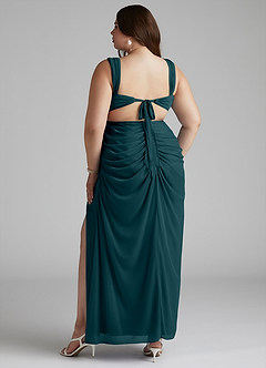 Azazie Jesaphine Bridesmaid Dresses Pine Sheath Ruched Mesh Dress image10
