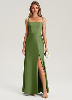 Azazie Lidia Bridesmaid Dresses Juniper Mermaid Side Slit Stretch Satin Dress image4