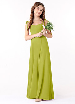 Azazie Rosey Junior Lemongrass A-Line Sweetheart Neckline Chiffon Dress image1