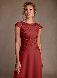 Azazie Christi Mother of the Bride Dresses Rust A-Line Lace Chiffon Dress image5