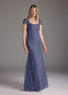 Azazie Marbella Mother of the Bride Dresses Stormy Mermaid Queen Anne Sequins Lace Dress image4