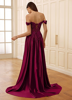 Rowane Burgundy Corset Rhinestone Sheer Lace Prom Dress image9