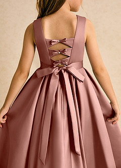 Azazie Junebuj vestidos de niña de las flores Vestido de Rosa De Cedro de Satin Mate de Princesa con Plisado image7